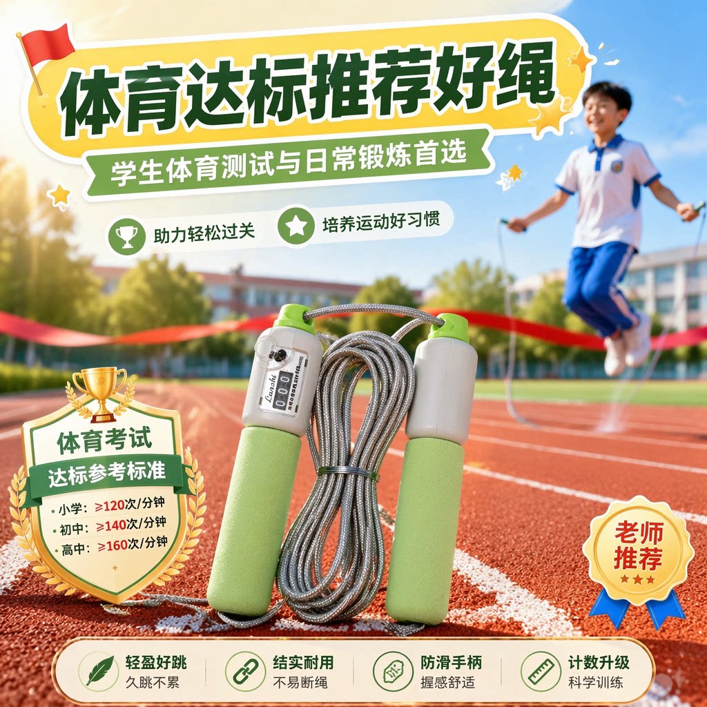 蓝致海绵计数中考跳绳棉绳