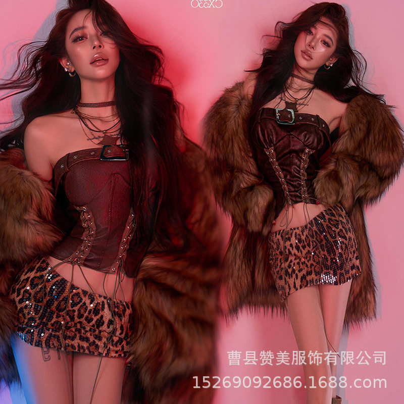 影楼新款个性西部牛仔辣妹氛围感美式室内个人写真摄影艺术照服装