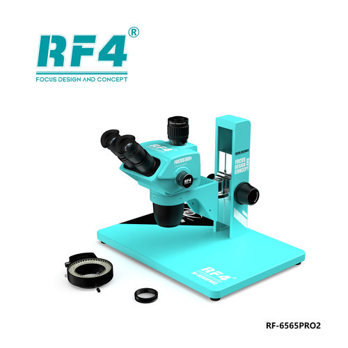 RF4 RF-6565PRO2 三目显微镜大底座侧摇高清连续变倍变焦6.5-65倍