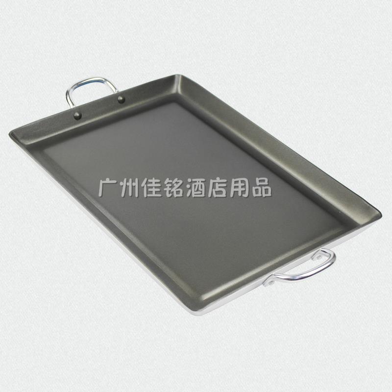 长方形不粘煎锅商用平底锅 家用双耳铝合金烤盘 无油烟不粘锅