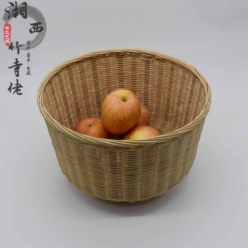 手工编织大小竹筐圆筐农家饭店收纳馒头筐篓子家用厨房竹编篮包邮