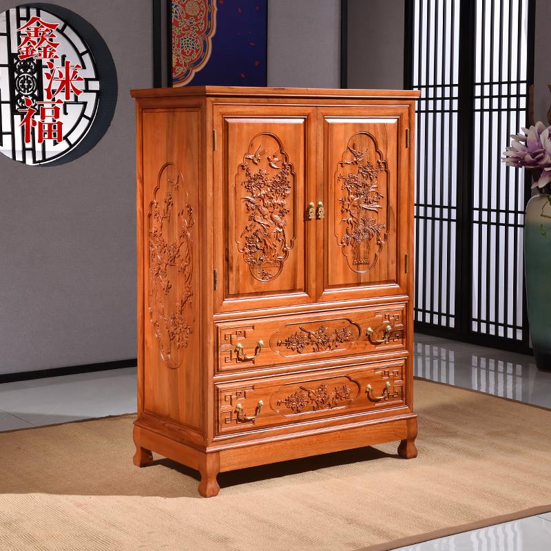 卧室香樟木实木五斗柜中式储物柜五斗橱实木抽屉柜樟木家具顶箱柜