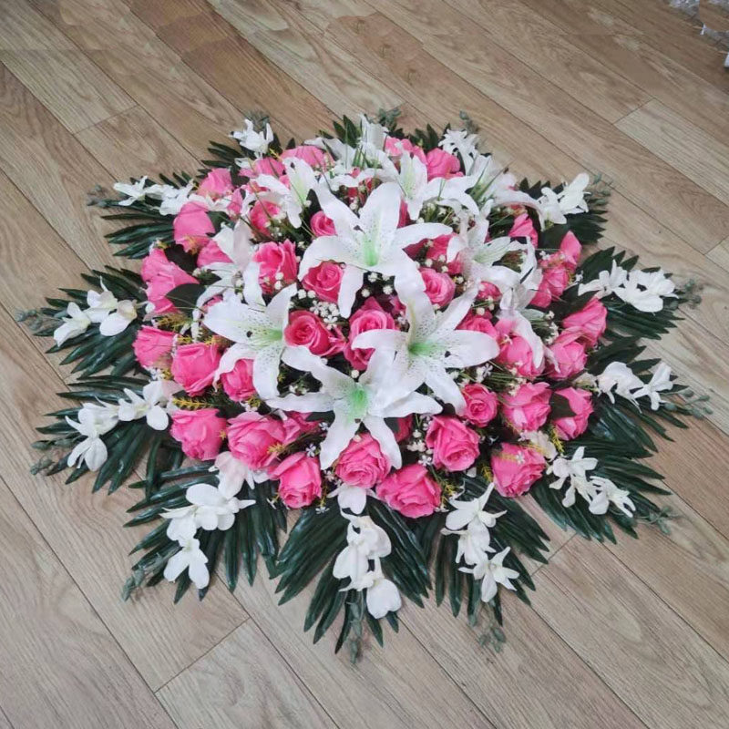 酒店大圆桌转盘用花餐桌花摆件装饰假花绢花厅大圆桌中间摆放台花