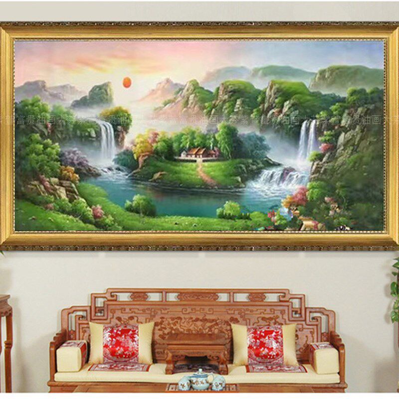 聚宝盆山水风景哟呵客厅酒店别墅餐厅办公室沙发背景书房挂画