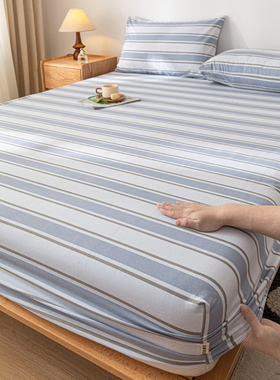 母婴纯棉加厚老粗布床笠款1米35M夏季全棉防滑床罩150x190床垫套.