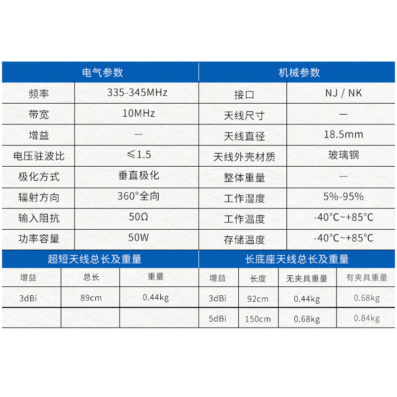 340MHz玻璃纤维全向天线室外无人机图传数传对讲机电台讯号传输覆