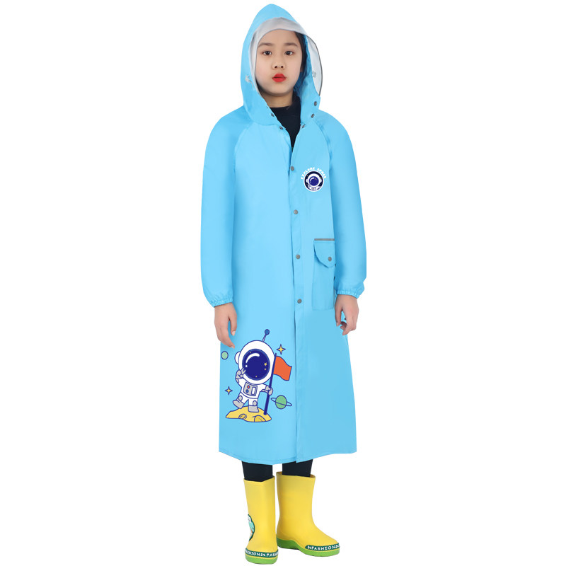 雨航 儿童卡通户外长款连体雨衣 大褂加大加厚徒步户外中大童雨披