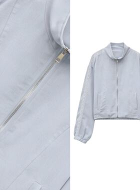 沐禾 MuHam 蕾丝拼接立领棒球服外套百搭夹克上衣3023