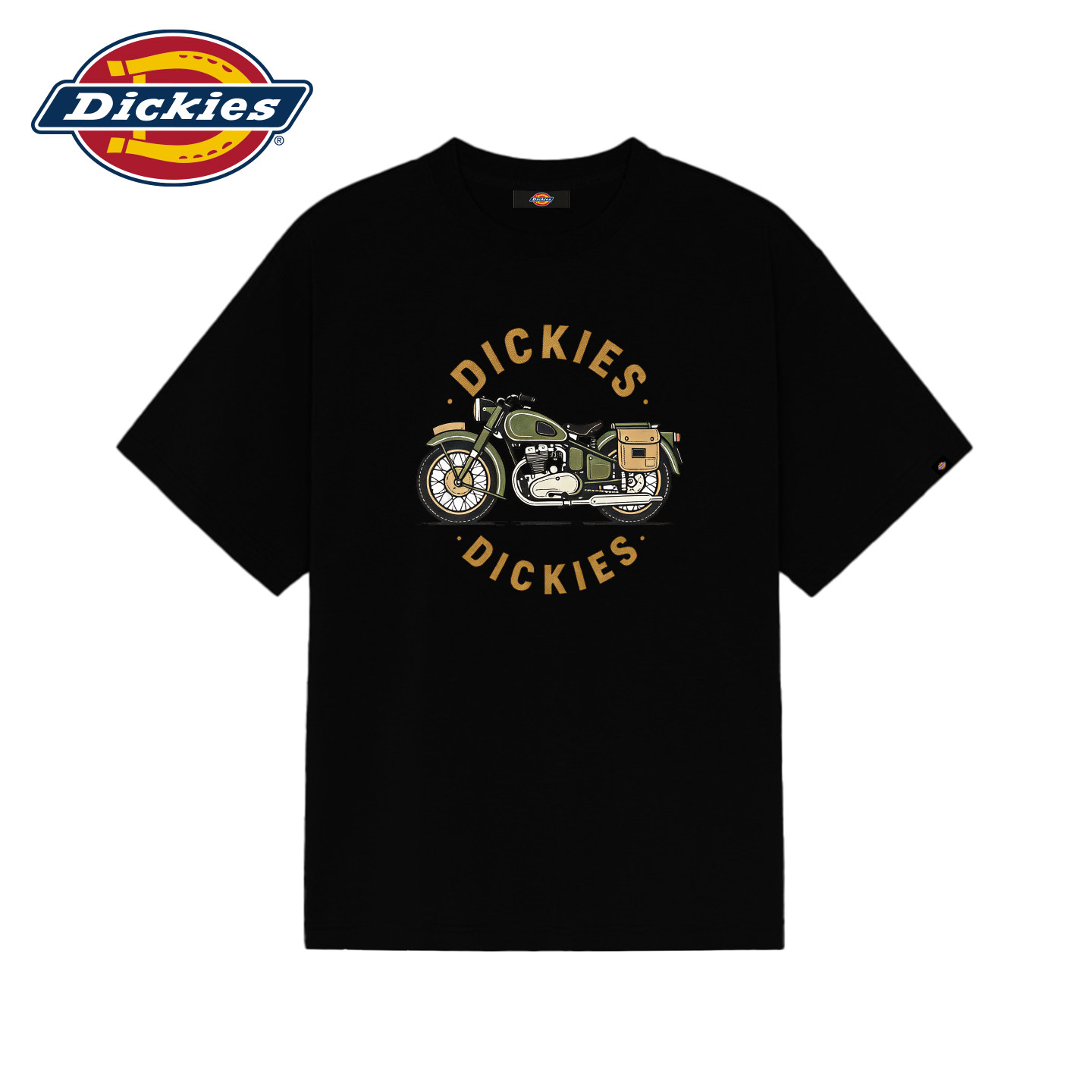 Dickies经典复古绿色摩托车印花短袖T恤纯棉透气宽松男女同款上衣