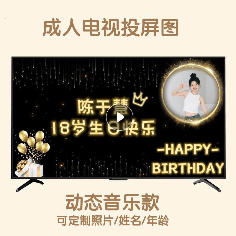 18岁成人礼电视投屏图片定制十八男生女孩生日背景墙装饰投影高清