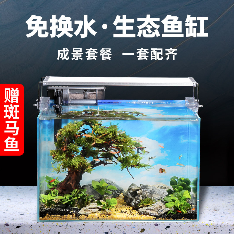 免换水生态造景水草鱼缸水族箱客厅小型迷你桌面家用懒人超白玻璃