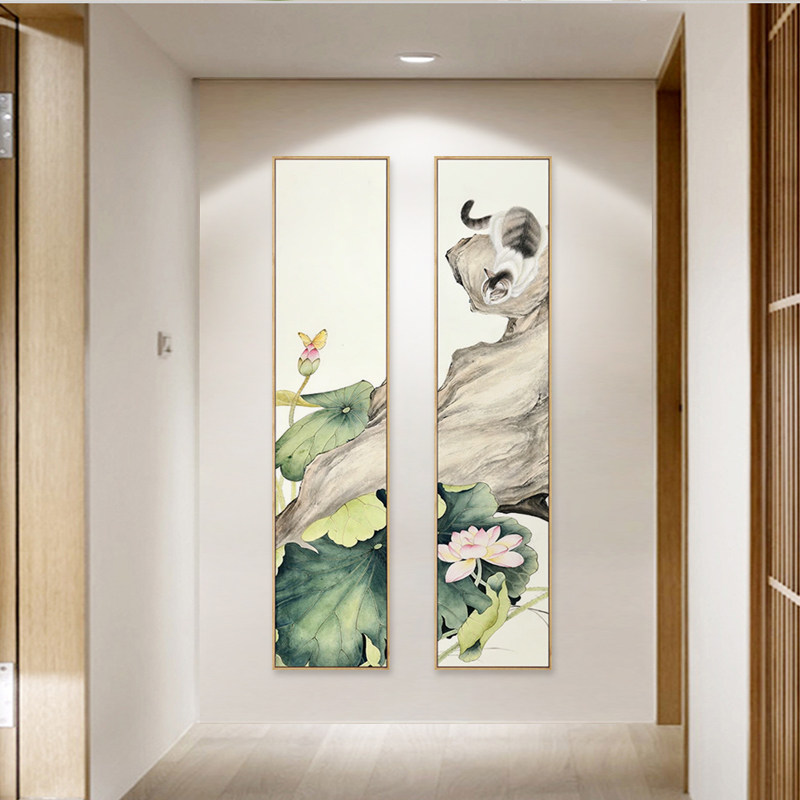 水墨宣言 新中式花鸟蝴蝶猫咪国画装饰画过道走廊尽头挂画墙画