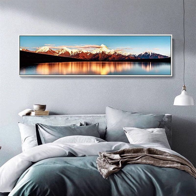 背靠金山装饰画山水画靠山图客厅沙发背景墙挂画卧室床头墙面壁画