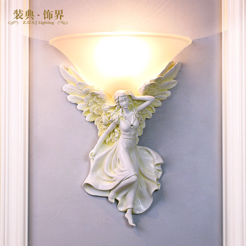 欧式复古创意天使壁灯客厅电视墙酒店KTV网红过道餐厅卧室床头灯