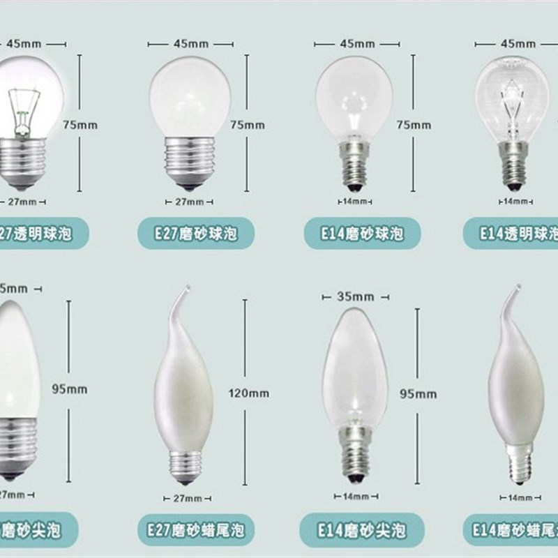 E27螺口钨丝灯泡e14蜡烛形尖泡15瓦25W40W60台灯五瓦5w球泡灯