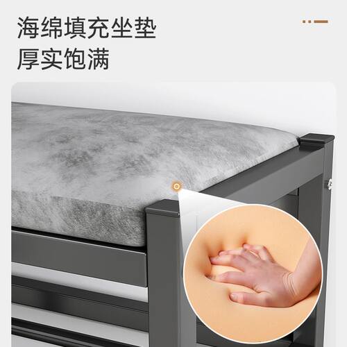 鞋架简易门口家用换鞋凳不锈钢多层入户一体可坐式带凳子收纳鞋柜