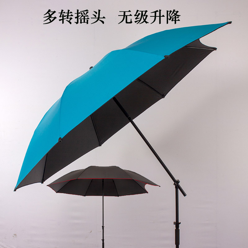 新款钓鱼伞2.4双转渔伞遮阳加厚黑胶防晒拐杖多维万向防雨大钓伞