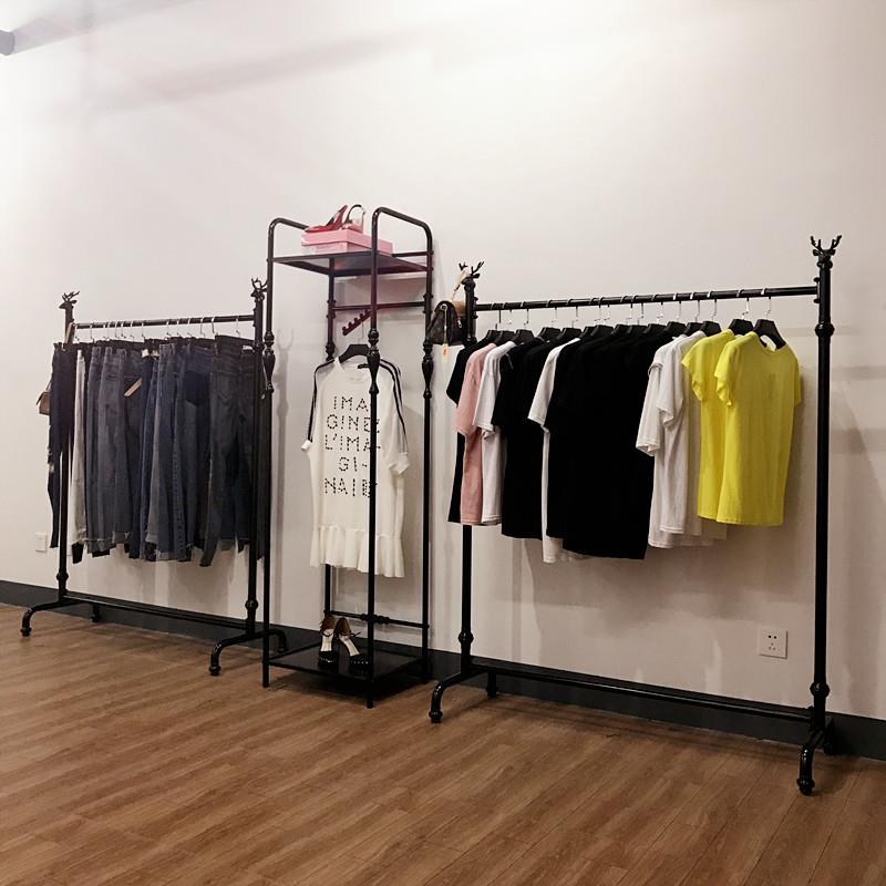 组合女装服装店衣架展示架落地式铁艺服装架覆古中岛挂衣服货架
