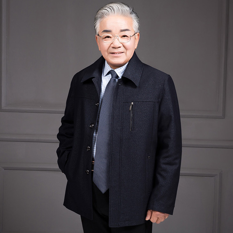 爸爸春装外套老年人宽松夹克中老年休闲男装50岁70爷爷春秋衣服