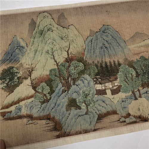 元 钱选 山居图 古代名家工笔山水人物横幅国画 高清宣纸微喷装饰