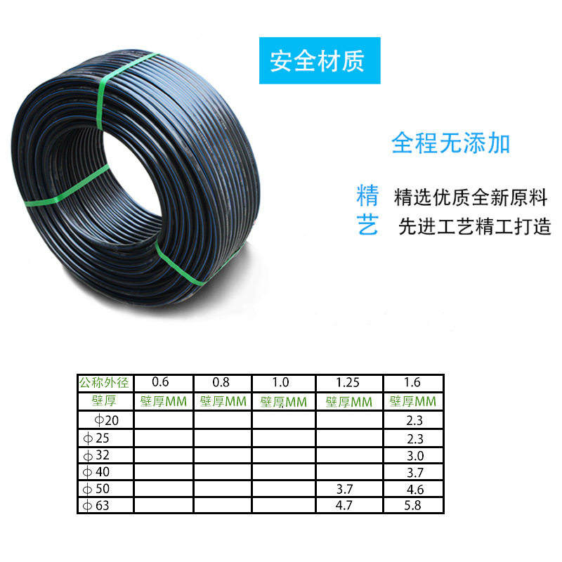 全新料PE管国标4分6分1寸自来水饮用水管20 25 32 40 50白色盘管