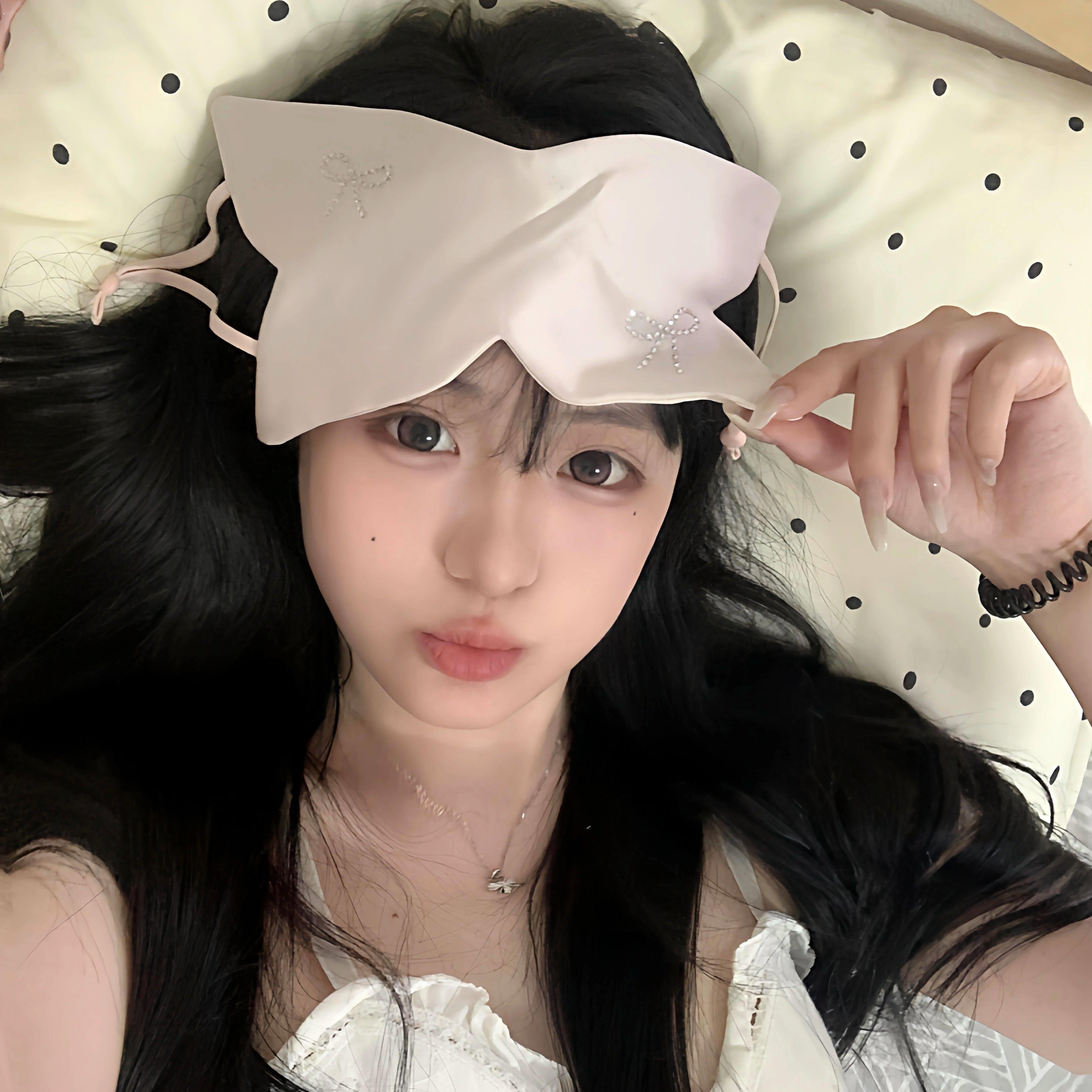 出游遮光丝绸眼罩蝴蝶双面眼罩女生高颜值真丝眼罩睡眠护眼罩旅行