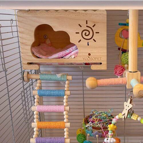 鹦鹉小木屋悬挂式鸟窝四季通用牡丹玄凤虎皮高颜值睡觉窝鸟笼装饰