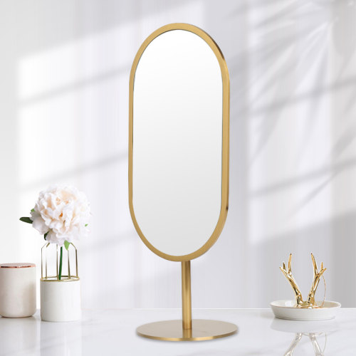 桌面珠宝柜台看货珠宝镜化妆镜台式家用复古轻奢铝合金眼睛店镜子