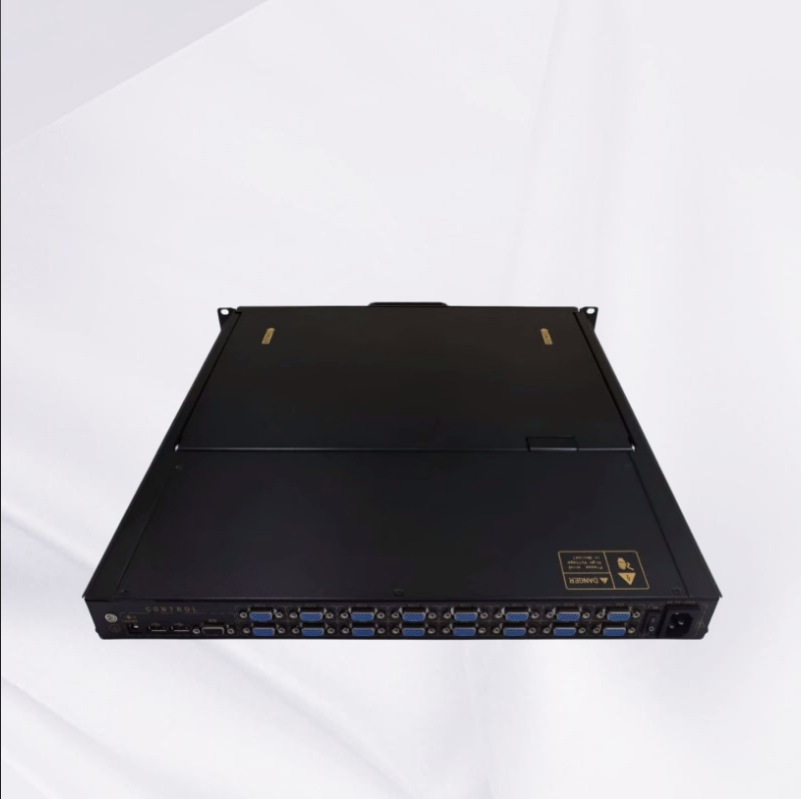 kvm切换器LED屏幕16进1出机架18.5寸高清视频切屏器