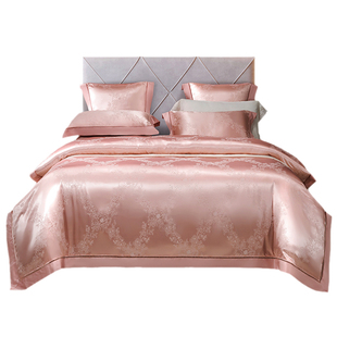 欧式真丝床上用品四件套结婚礼六件套丝绸高档婚庆床品桑蚕丝被套