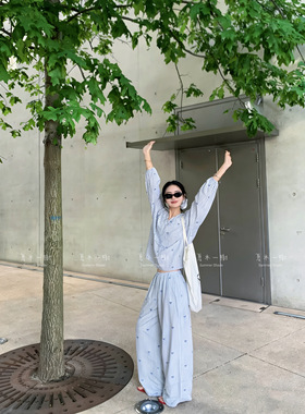 【双口袋绵绸套装】新中式国风家居服薄款套装舒适人造棉女显瘦