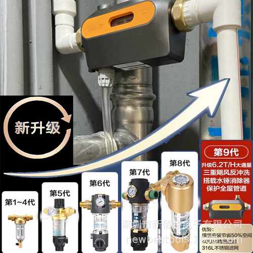 前置过滤器家用反冲洗自来水净水器滤水器自动清洗ADDROP万向全屋