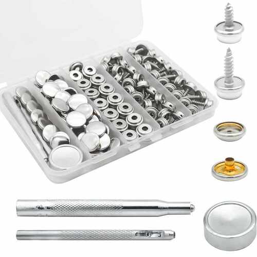 盒装10/15mm按扣套件工具,金属螺丝按扣 船帆布按扣