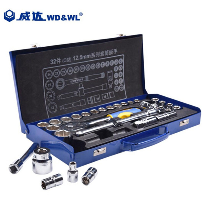 文登威达28/32件32件C型12.5mm系列公制套筒扳手组套重型套筒26件图片