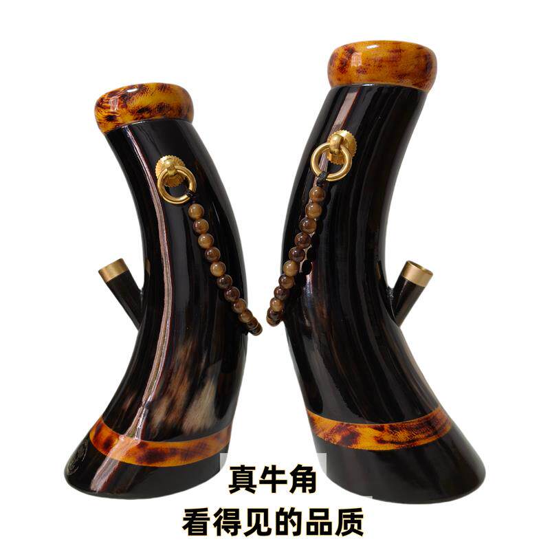 端牛角水烟筒水烟壶过滤实木烟斗专用纯手工制作便携广东水烟筒