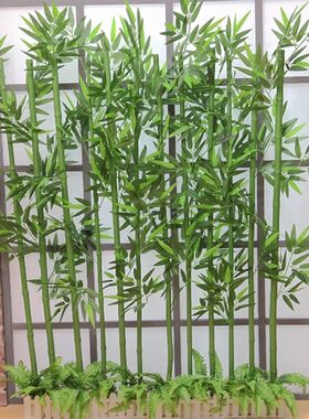 仿真竹子套装装饰隔断屏风公司绿植加密塑料竹子树叶展厅橱窗饰品