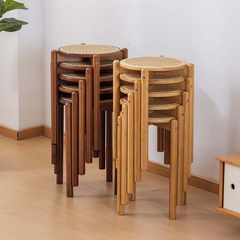 餐椅藤编椅子家用折叠椅楠竹凳子靠背餐椅北欧小户型可叠放吃饭椅