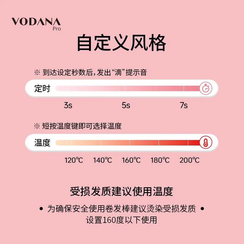 VODANA润盈蛋卷卷发棒负离子水波纹大波浪卷发棒第二代智能温控