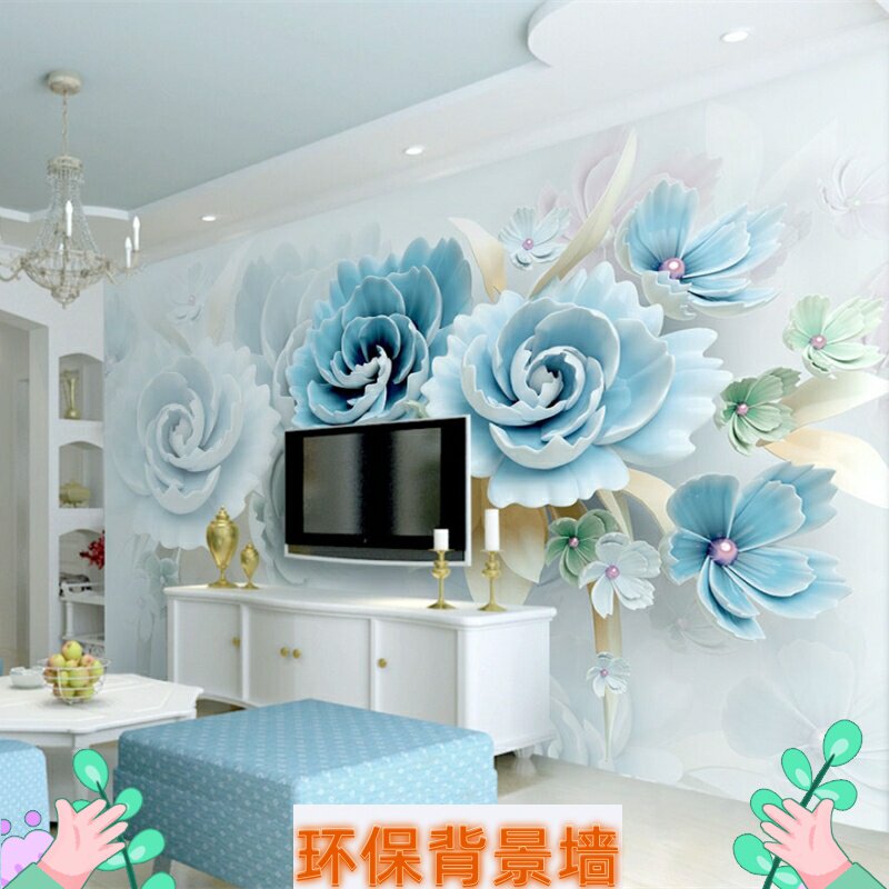 客厅大气电视背景墙壁纸8d立体现代简约小户型墙纸欧式浮雕花壁画