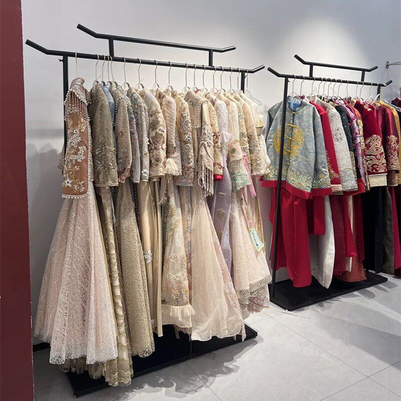 新中式婚纱架子汉服展示架复古秀禾架子唐装挂衣杆仿古风礼服货架