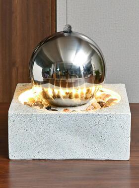 现代轻奢流水喷泉客厅招财风水轮办公室桌面生财风水球循环水摆件