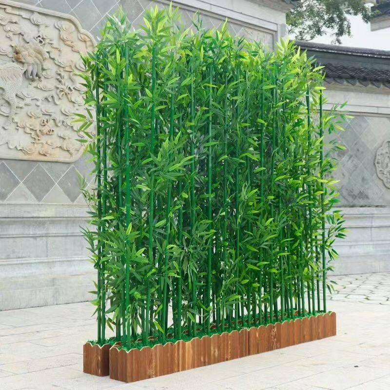 彷真竹子客厅装饰屏风卧室隔断彷真绿色植物户外庭院加密落地临时
