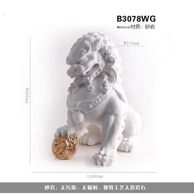 新中式摆件石狮子树脂雕塑工艺品客厅玄关家居软装饰品样板房摆设