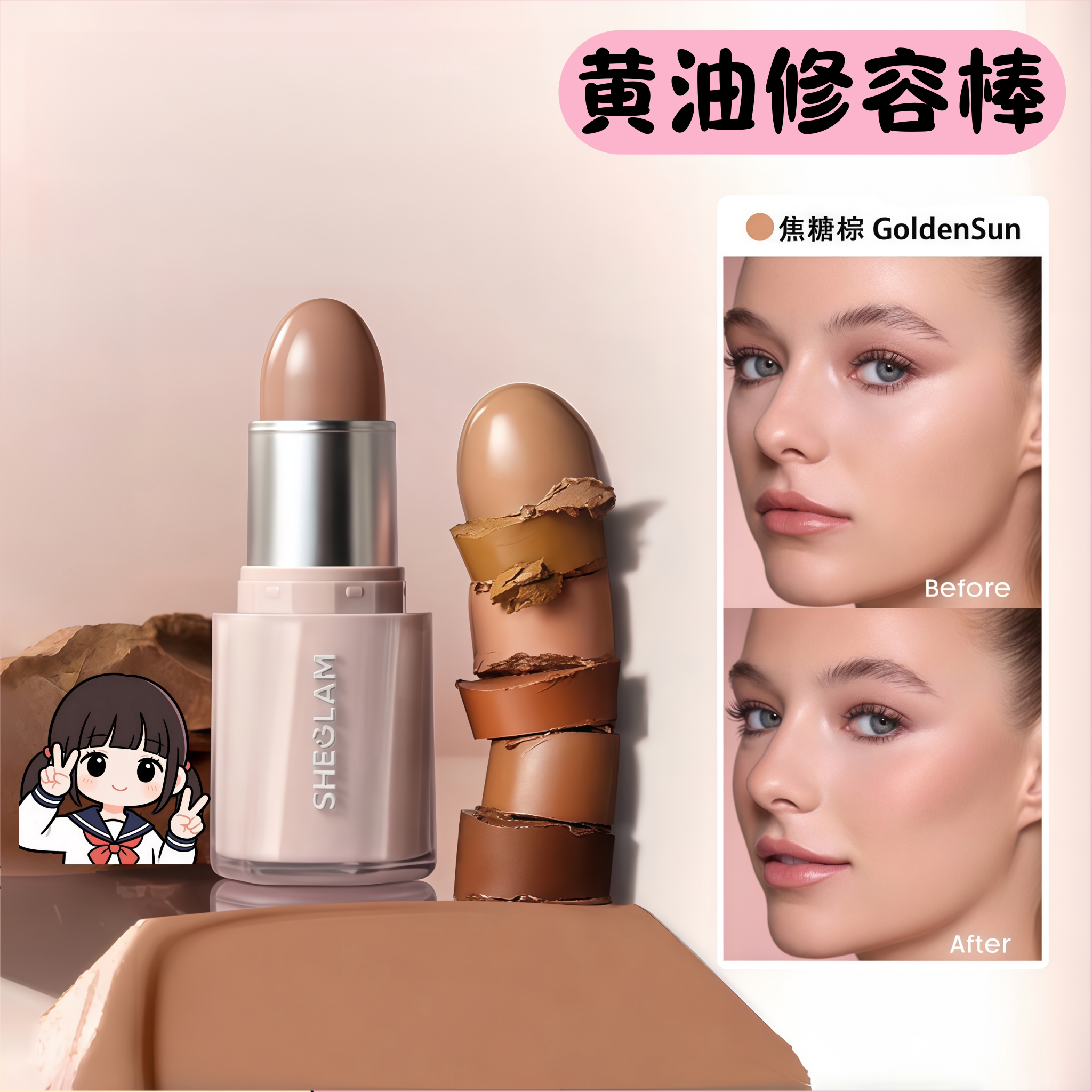 月宝波波同款sheglam黄油修容棒图片