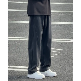 运动男裤 水洗灰做旧重磅卫裤 子休闲长裤 慵懒松弛感裤 男垂坠感男式