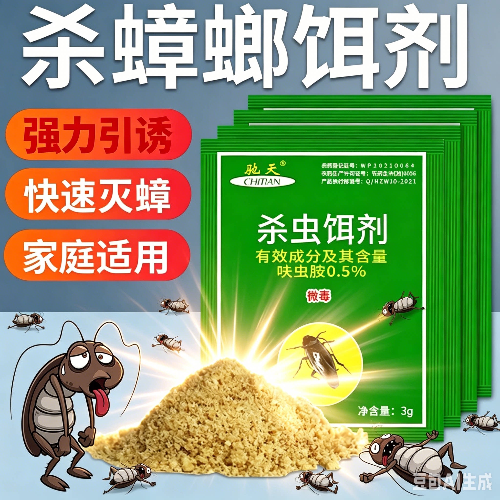 驰天杀虫粉剂灭蟑螂驱虫神器家用灭蟑螂蚂蚁室内除虫zy