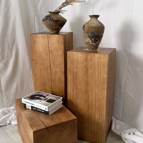 诧寂风复古实木树墩花架底座