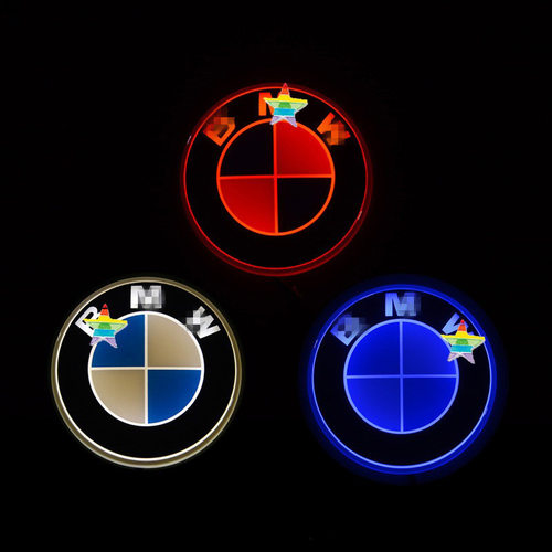 适用于4D宝马汽车标志LED灯 82MM前后尾标改装 4D冷光发光车标灯
