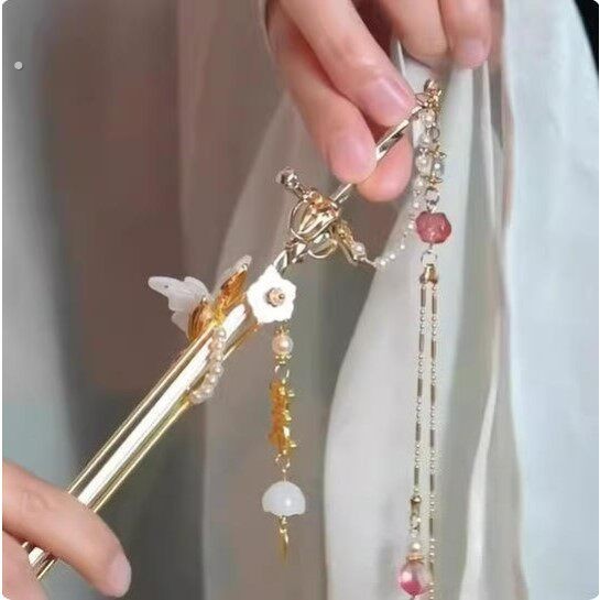 藏剑簪清冷新中式剑簪发簪高级古风盘发簪子步摇流苏汉服发饰头饰