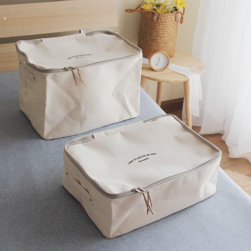 帆布收纳箱加厚帆布衣服整理收纳箱有盖拉链储物箱杂物衣橱收纳盒